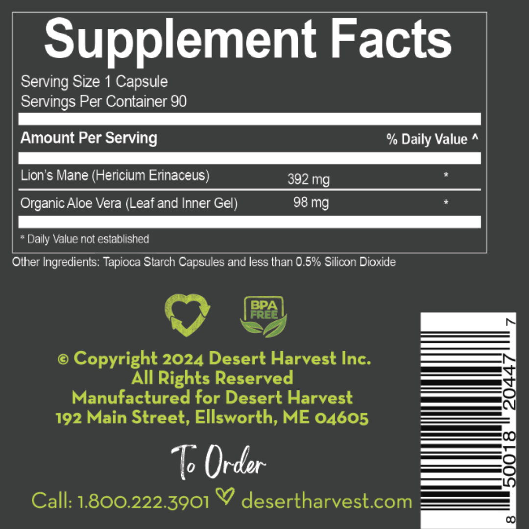 LION'S MANE MUSHROOM - (90 Capsules) - Desert Harvest