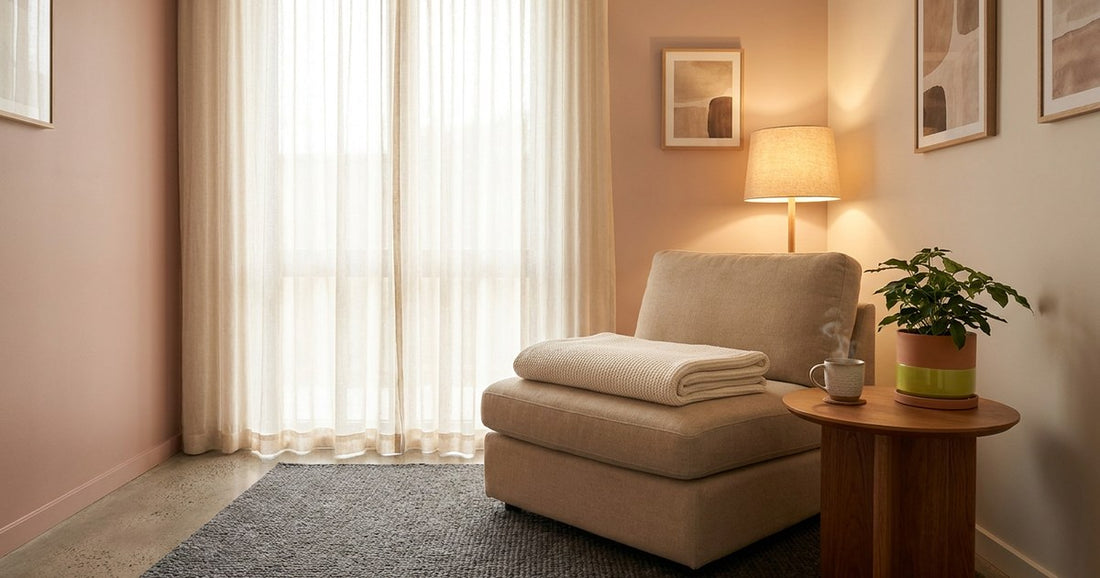 A calm, softly lit private studio room, a Desert Harvest post on restorative areola tattooing