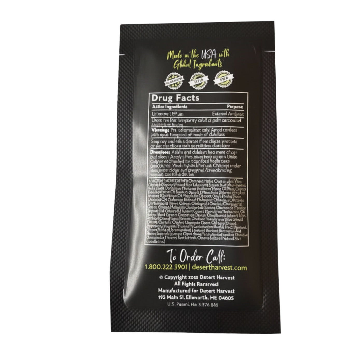 Reléveum travel packet — back label