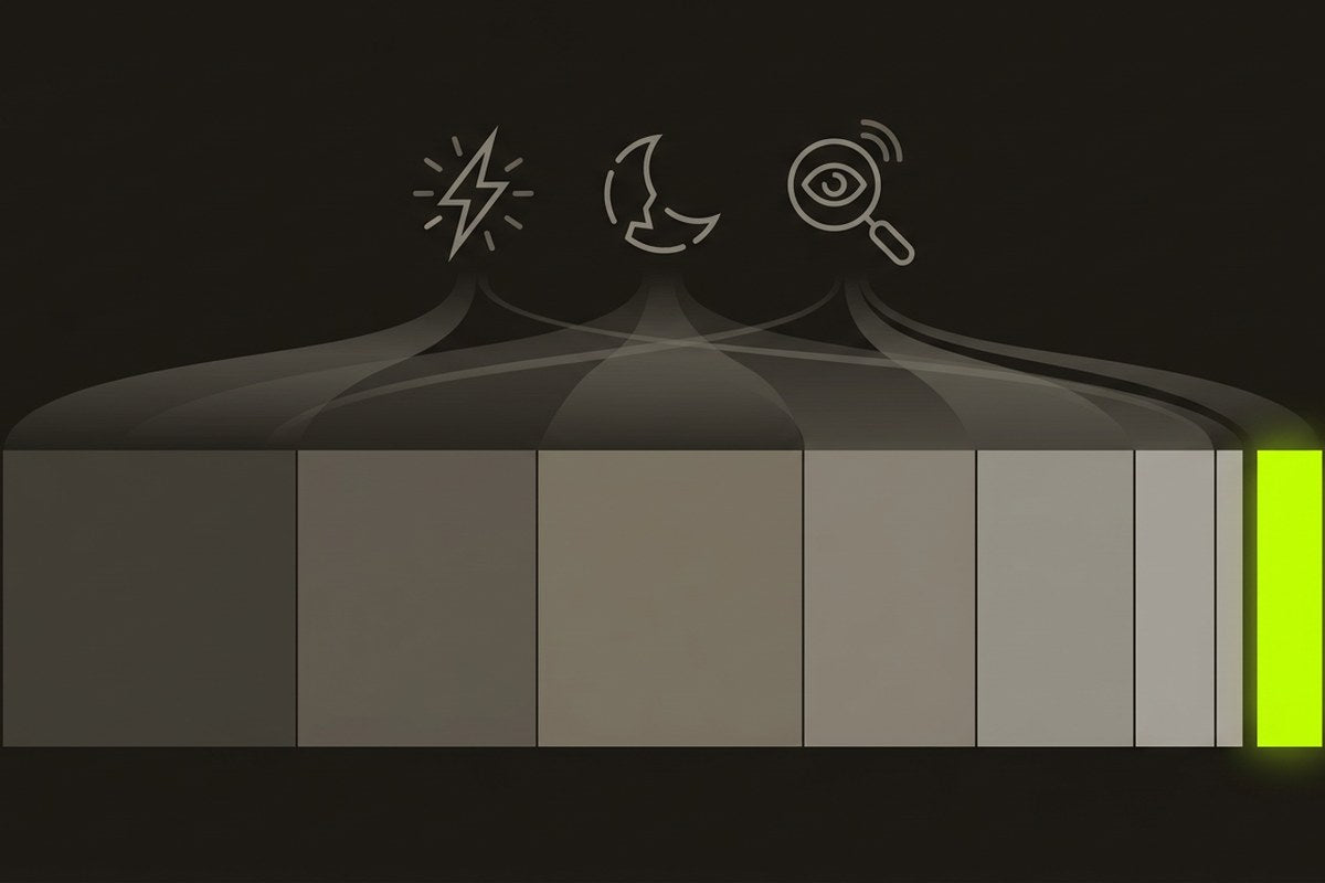 Infographic showing how pain and broken sleep consume the attention budget, by Desert Harvest