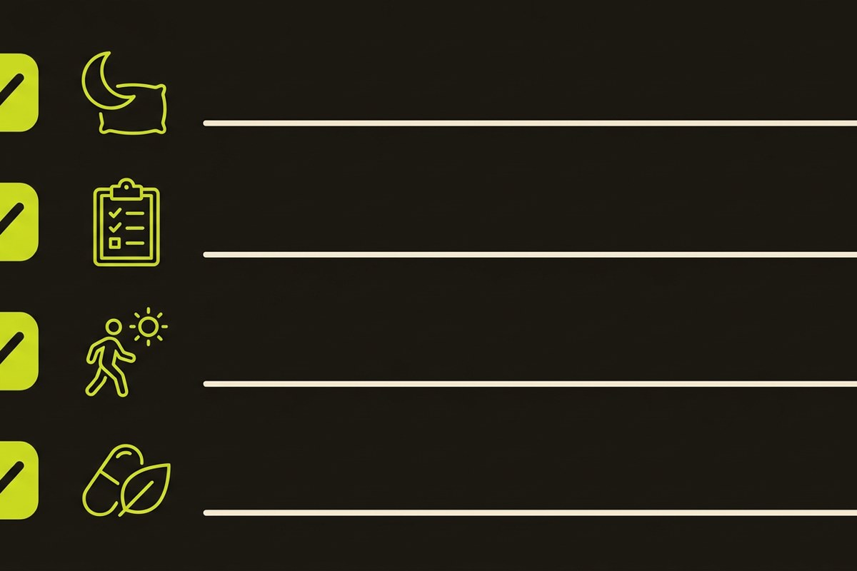 Four-step checklist graphic for managing brain fog with chronic illness, from Desert Harvest