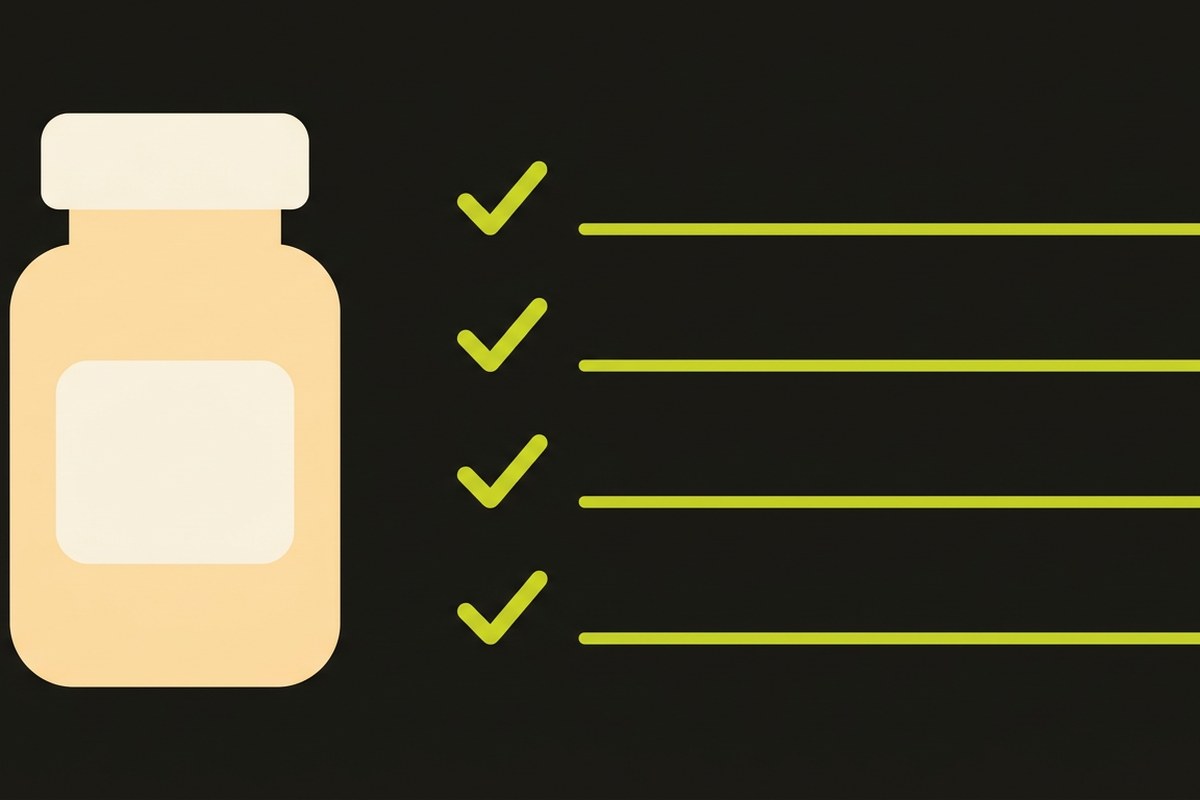 Desert Harvest checklist graphic showing four questions to ask about any Aloe Vera supplement label