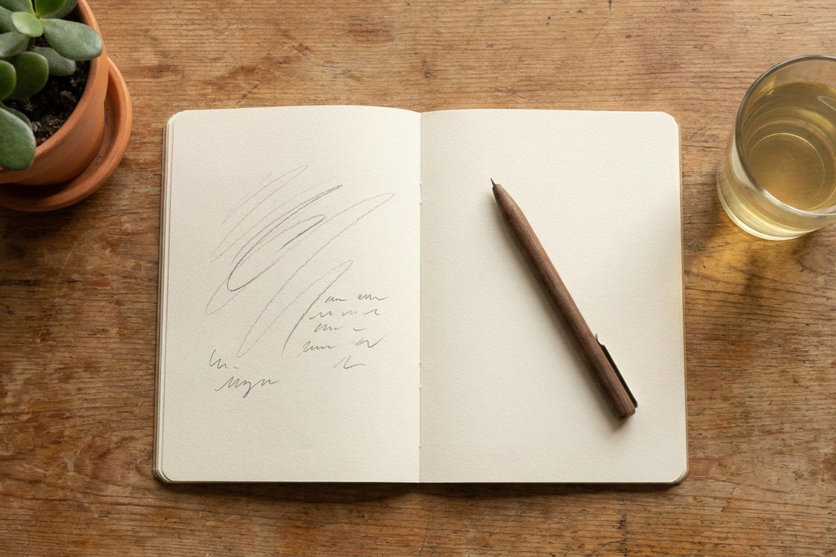 Notebook and pen used for tracking IC/BPS symptoms and triggers, Desert Harvest