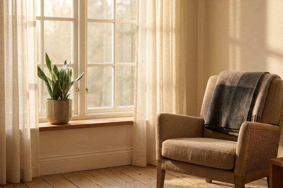 A woman by a window in soft morning light