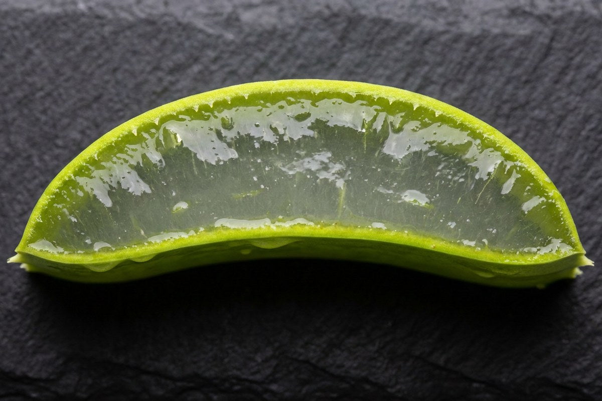 Close-up cross-section showing the layers of an Aloe Vera leaf, Desert Harvest