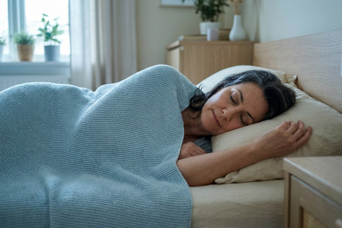 Woman sleeping peacefully at dawn, a Desert Harvest rest and recovery image