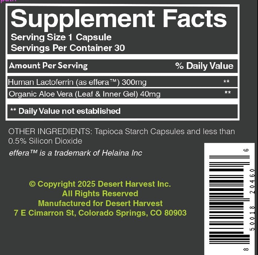 Human Bioidentical Lactoferrin + Aloe Vera for Menopause Support (30 Capsules) - Desert Harvest
